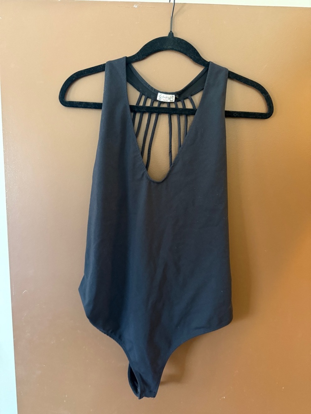 Free People Black Strappy Back Thong Body Suit - Picture 3 of 5